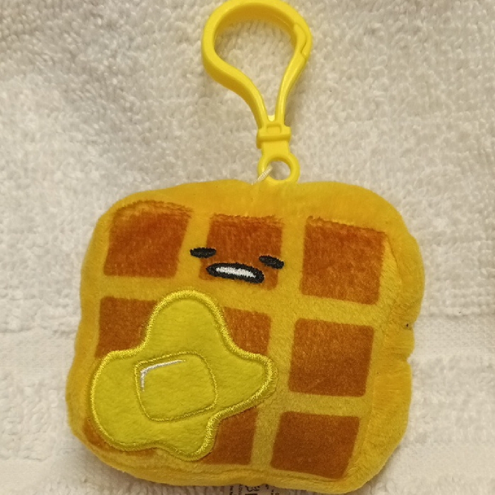 Sario Gudetama Cute Waffle Series Keychain with Yellow Clip